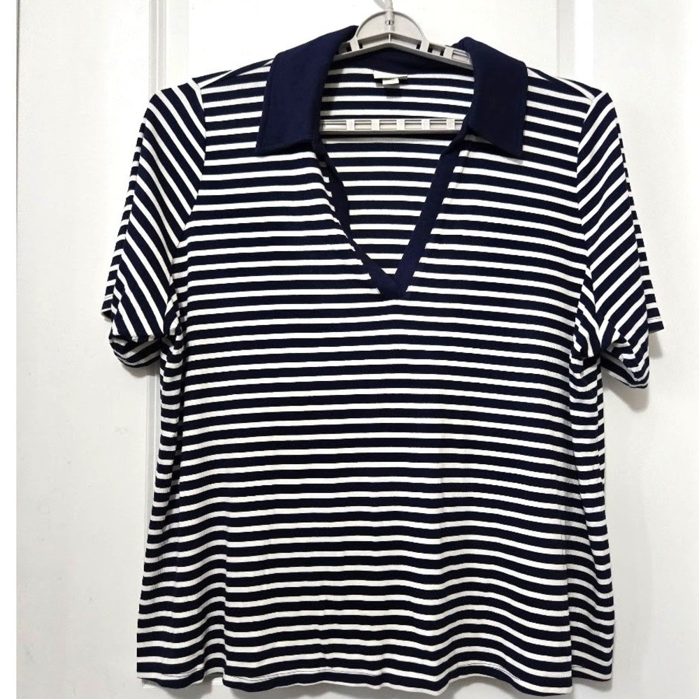 Ava & Viv Women Polo Shirt Striped Rayon Blend Casual Preppy 3X